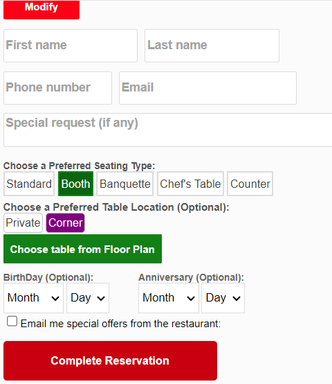 Select a table from Graphical floor plan