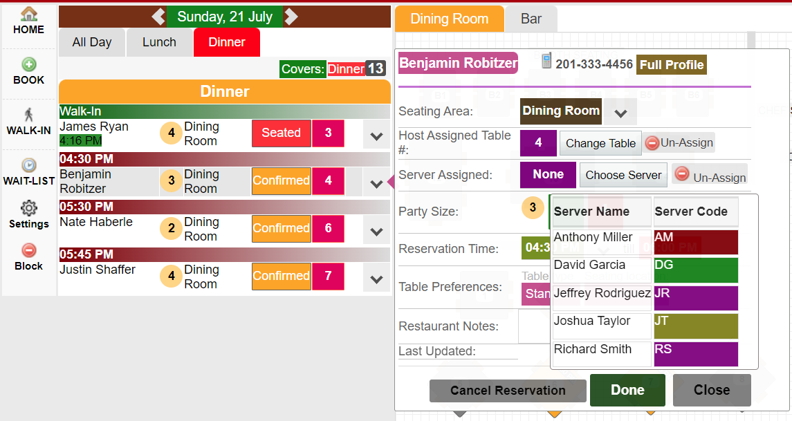 Server assignment to tables